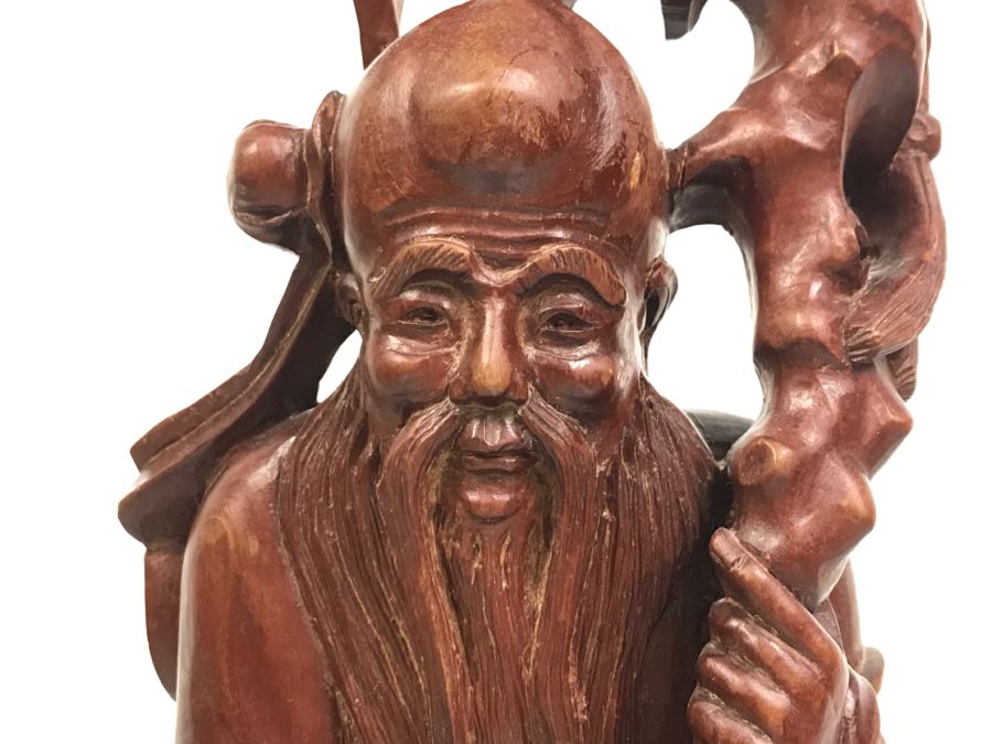 Vintage Wood Carving Of Chinese Elder - Has Several Small Chips In Photos [Photo 4]