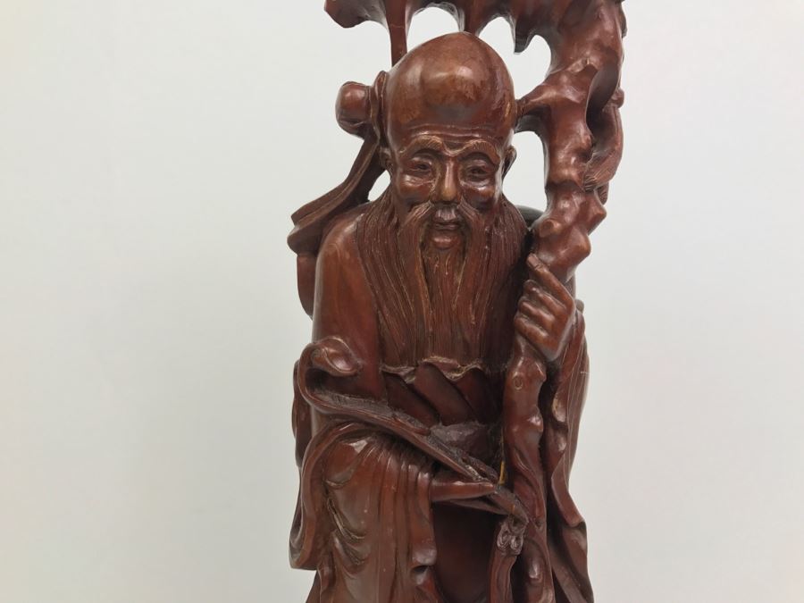 Vintage Wood Carving Of Chinese Elder - Has Several Small Chips In Photos [Photo 3]