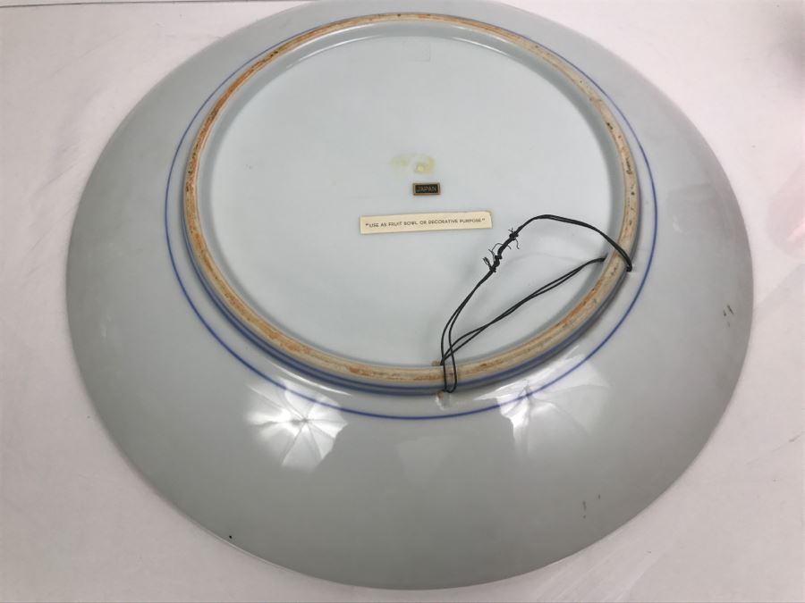 Large Signed Japanese Imari Charger With Wooden Stand [Photo 11]