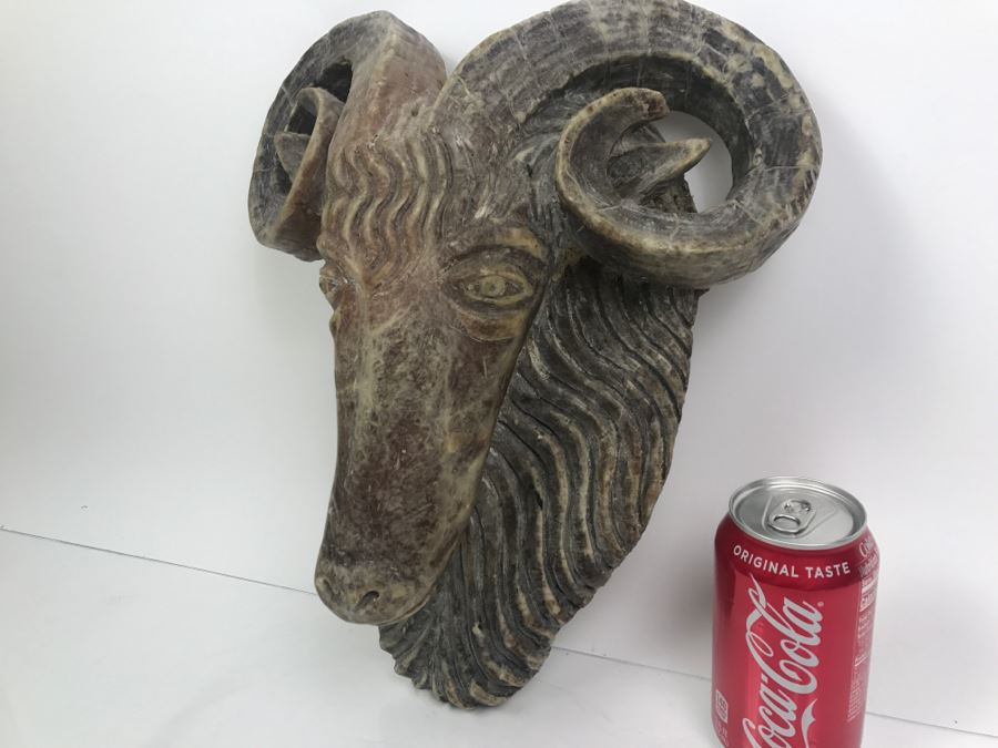 Large Carved Soapstone Rams Head Wall Mount [Photo 13]