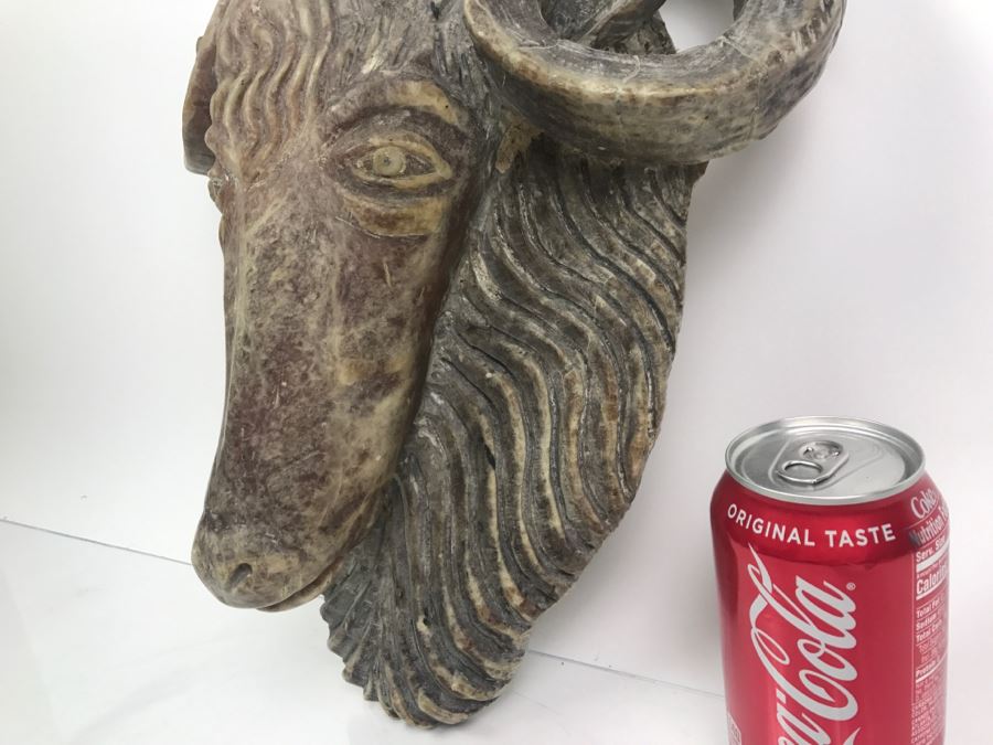 Large Carved Soapstone Rams Head Wall Mount [Photo 14]