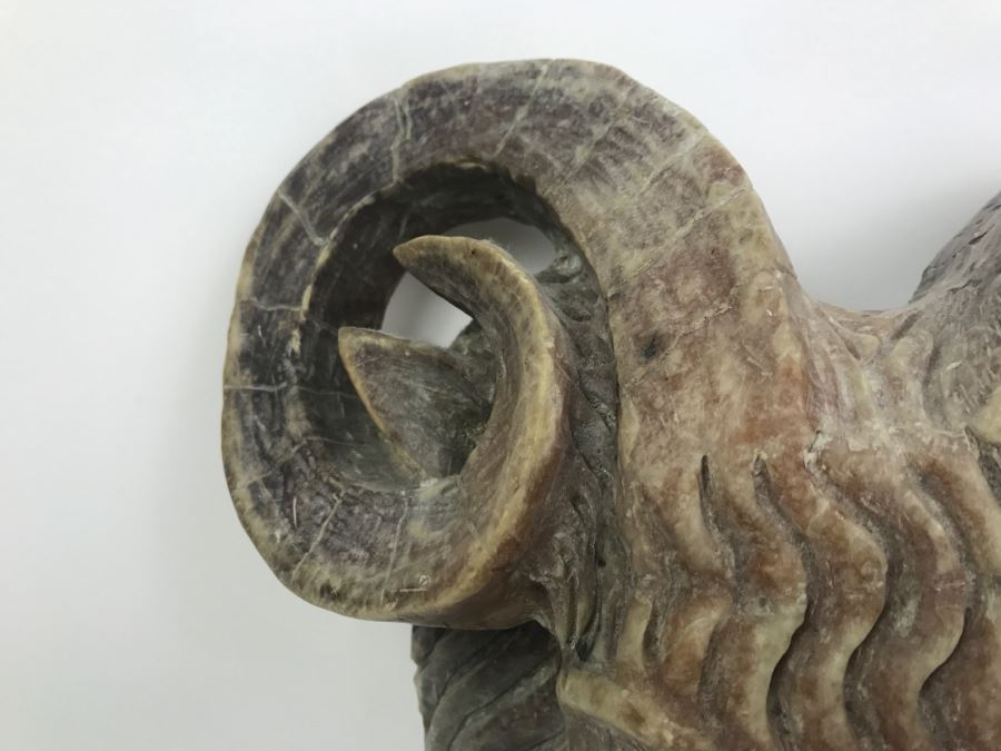Large Carved Soapstone Rams Head Wall Mount [Photo 10]