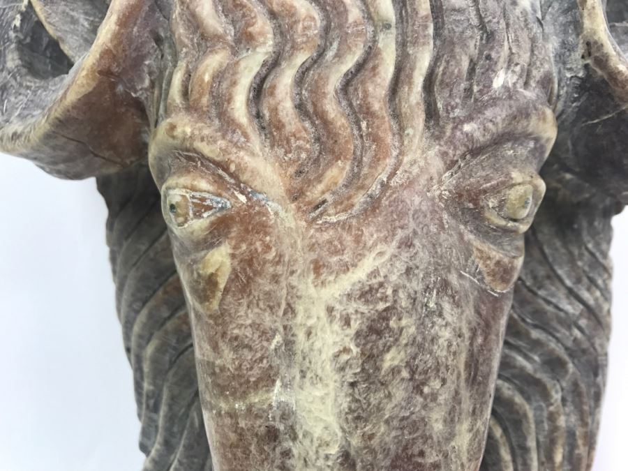 Large Carved Soapstone Rams Head Wall Mount [Photo 8]
