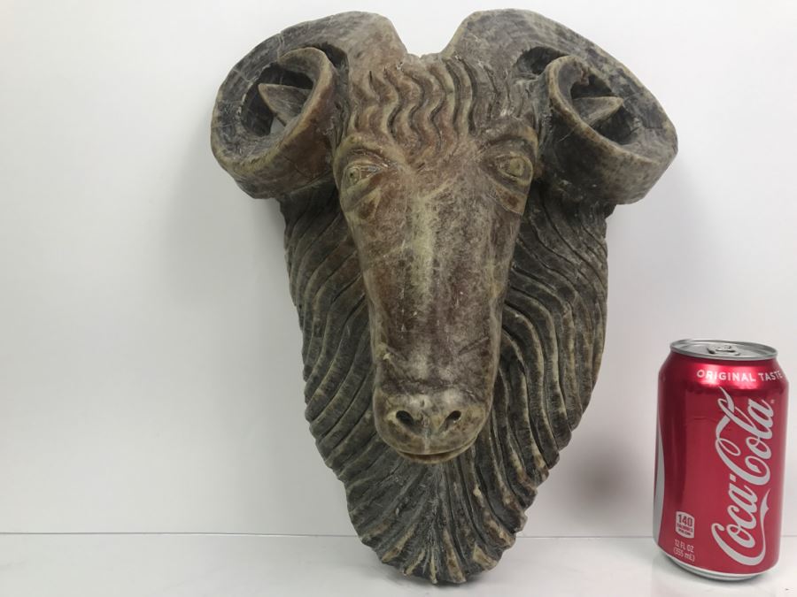 Large Carved Soapstone Rams Head Wall Mount [Photo 5]