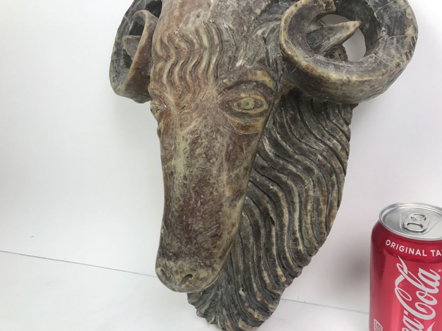 Large Carved Soapstone Rams Head Wall Mount [Photo 12]