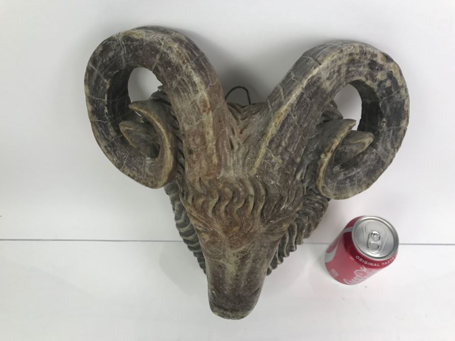 Large Carved Soapstone Rams Head Wall Mount [Photo 11]