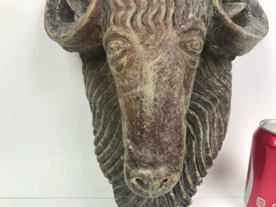 Large Carved Soapstone Rams Head Wall Mount [Photo 6]