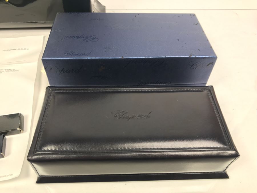 Chopard Ballpoint Pen With Moving Fish (7 SAPPHIRE PINK 0.05CT) Pink Resin Body And Cap Pink Gold Colour Trims With Box, Bag And Receipt [Photo 15]