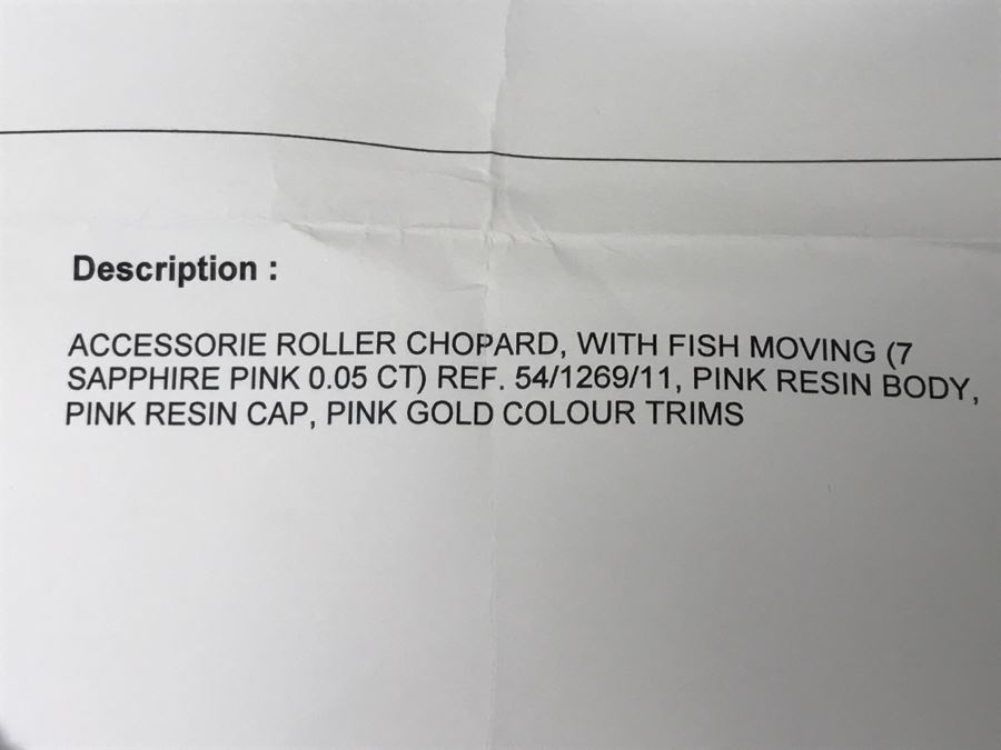 Chopard Ballpoint Pen With Moving Fish (7 SAPPHIRE PINK 0.05CT) Pink Resin Body And Cap Pink Gold Colour Trims With Box, Bag And Receipt [Photo 14]