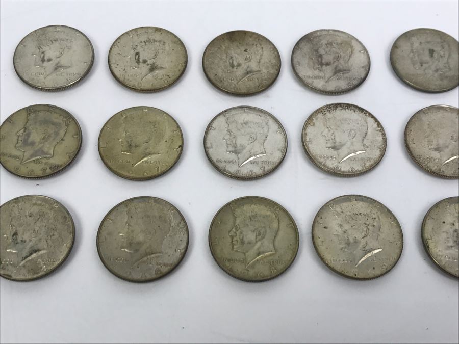 Collection Of (15) Kennedy Silver Half Dollars 1965-69 172.6g [Photo 3]