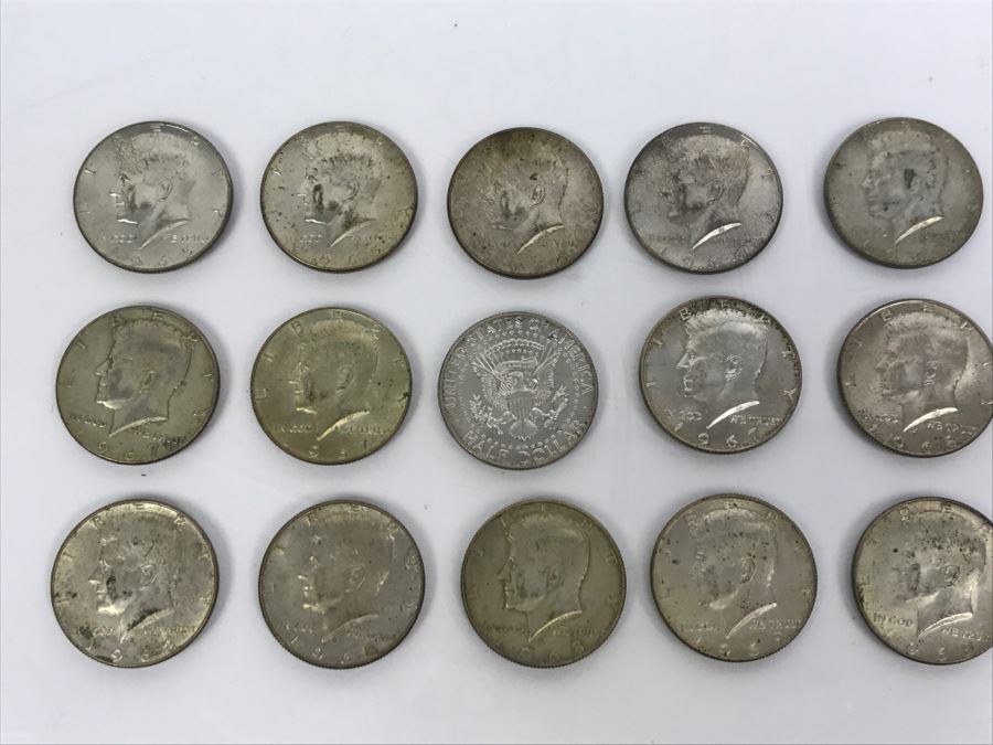 Collection Of (15) Kennedy Silver Half Dollars 1965-69 172.6g [Photo 9]