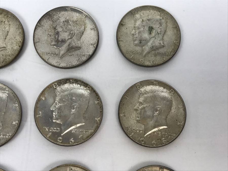 Collection Of (15) Kennedy Silver Half Dollars 1965-69 172.6g [Photo 6]