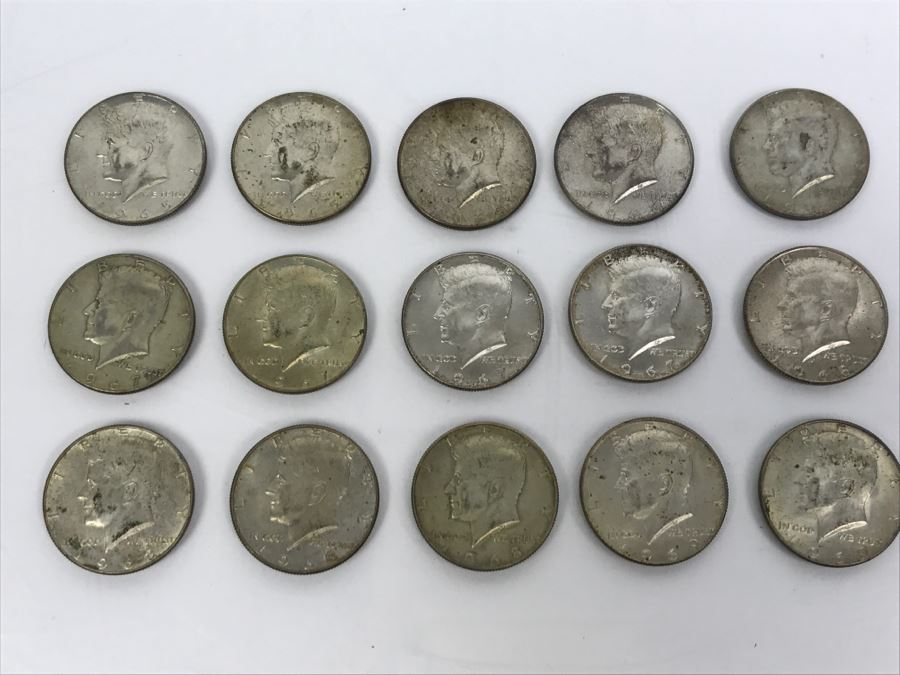 Collection Of (15) Kennedy Silver Half Dollars 1965-69 172.6g [Photo 1]