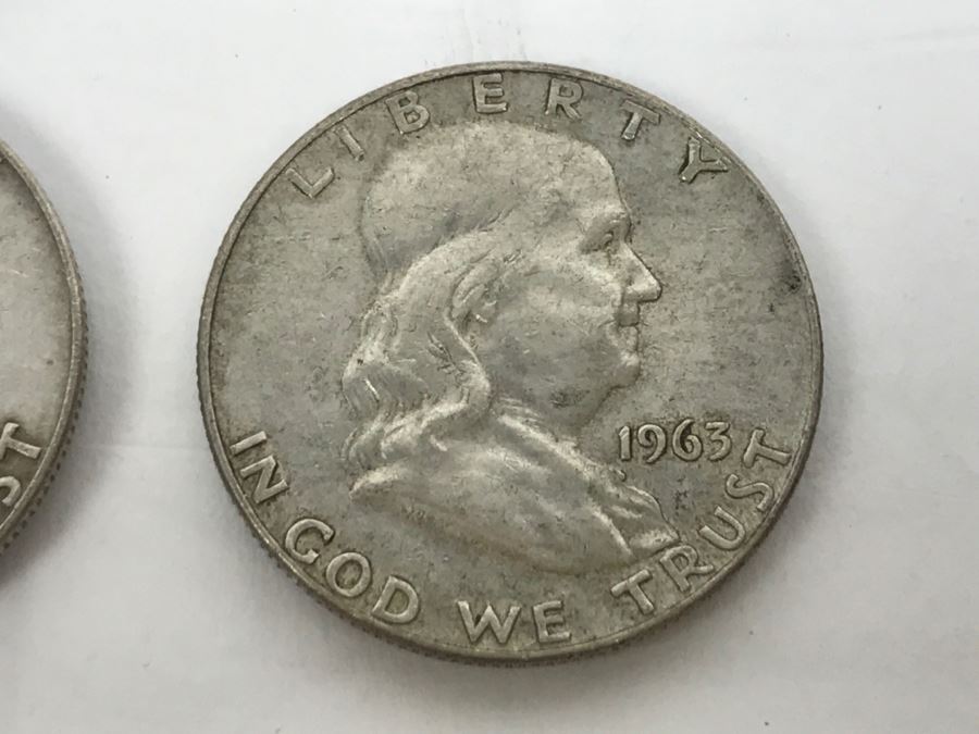 Collection Of Silver Franklin And Kennedy Half Dollars 50.5g [Photo 5]