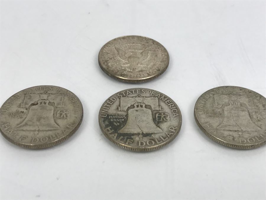 Collection Of Silver Franklin And Kennedy Half Dollars 50.5g [Photo 12]