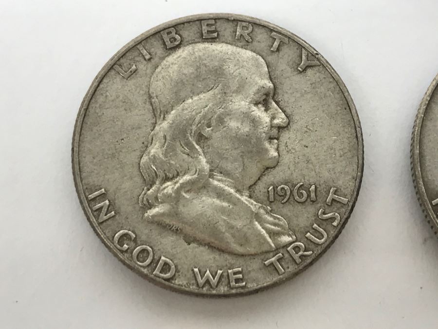 Collection Of Silver Franklin And Kennedy Half Dollars 50.5g [Photo 3]