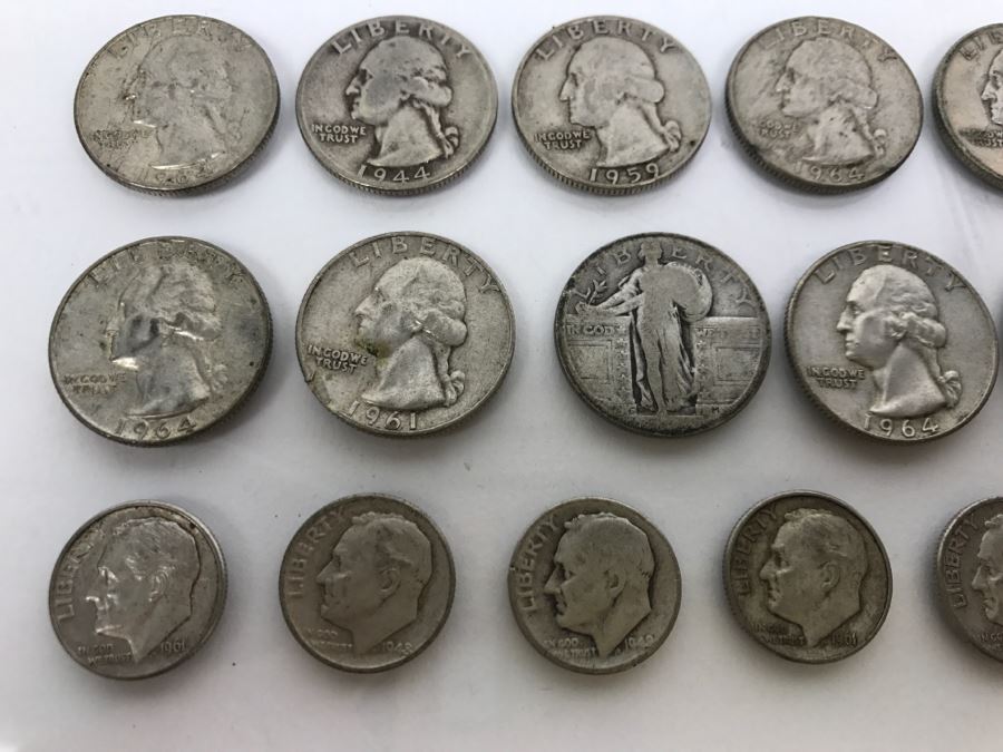 Collection Of Silver Quarters And Dimes 92g [Photo 2]