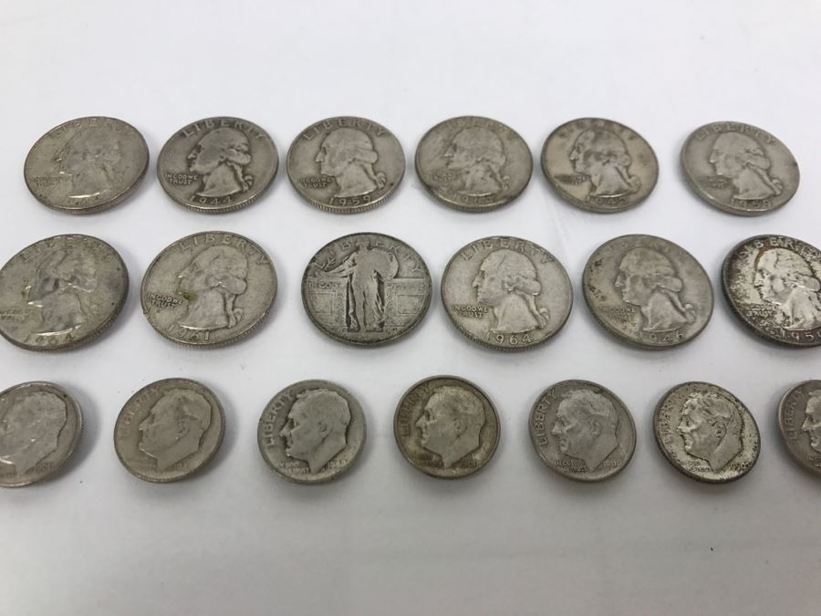 Collection Of Silver Quarters And Dimes 92g