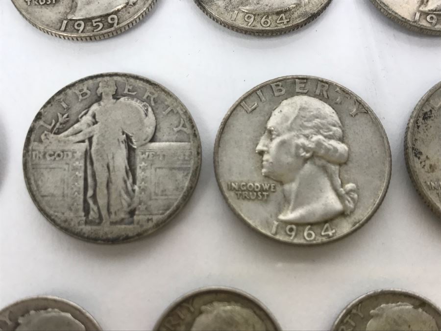 Collection Of Silver Quarters And Dimes 92g [Photo 8]