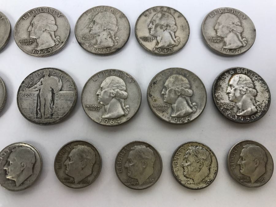 Collection Of Silver Quarters And Dimes 92g [Photo 3]