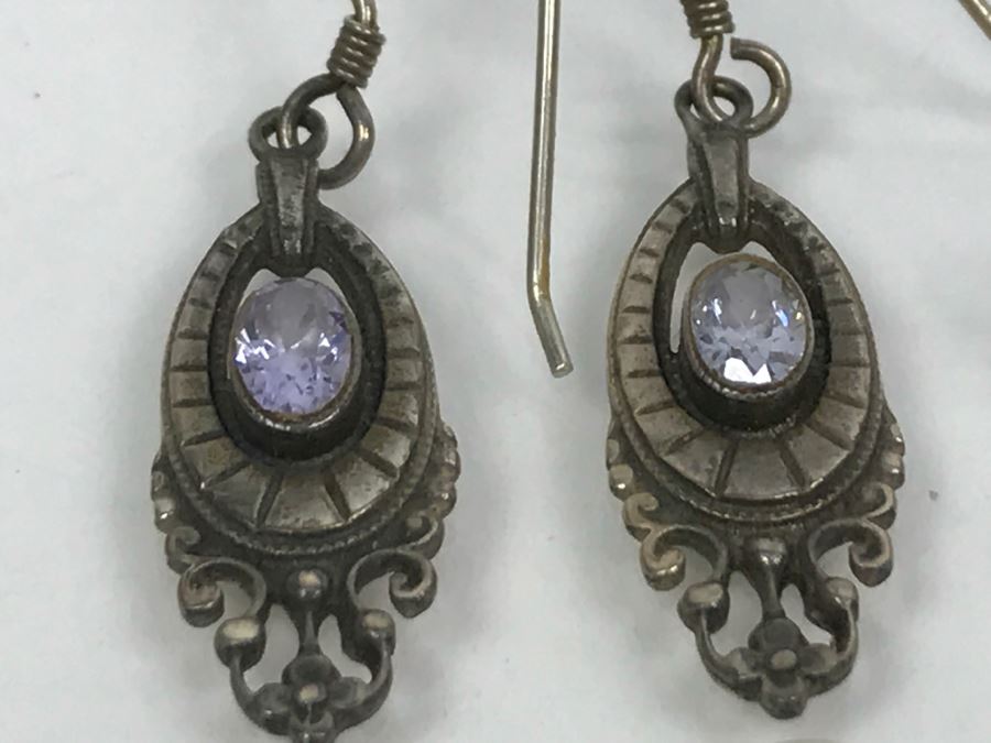 Collection Of Sterling Silver Jewelry Including Earrings (Some With Stones), Pendant And Charm Bracelet - See Photos [Photo 7]