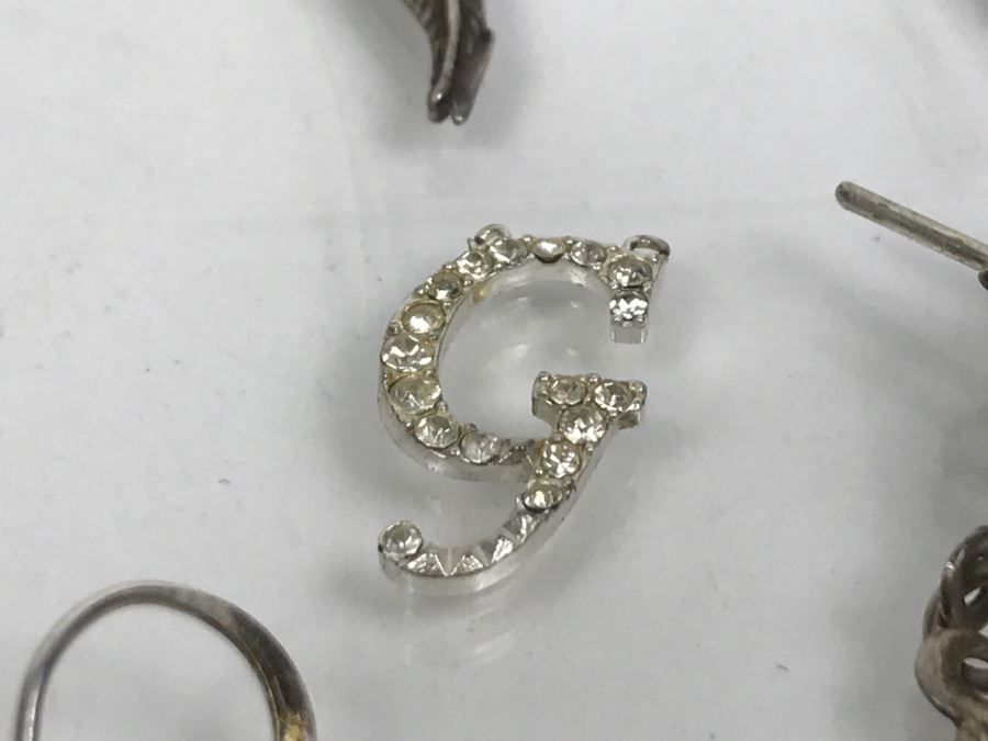 Collection Of Sterling Silver Jewelry Including Earrings (Some With Stones), Pendant And Charm Bracelet - See Photos [Photo 15]