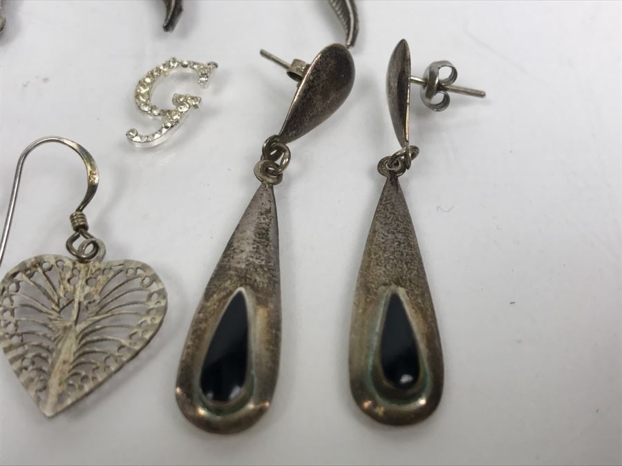 Collection Of Sterling Silver Jewelry Including Earrings (Some With Stones), Pendant And Charm Bracelet - See Photos [Photo 18]
