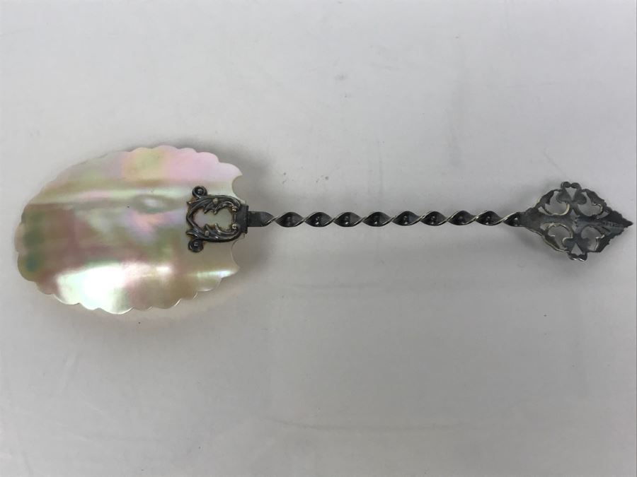 Sterling Silver Twisted Handle Shell Spoon 11.5g [Photo 8]