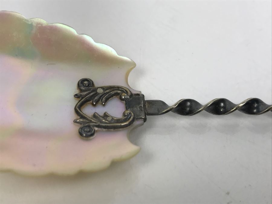 Sterling Silver Twisted Handle Shell Spoon 11.5g [Photo 5]