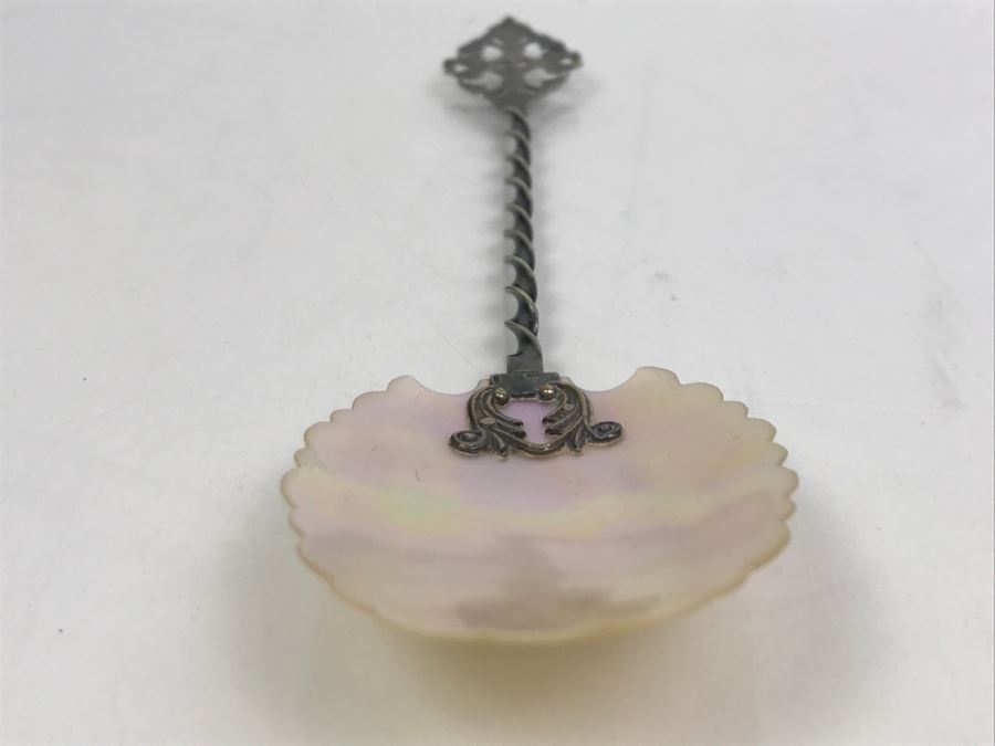 Sterling Silver Twisted Handle Shell Spoon 11.5g [Photo 7]