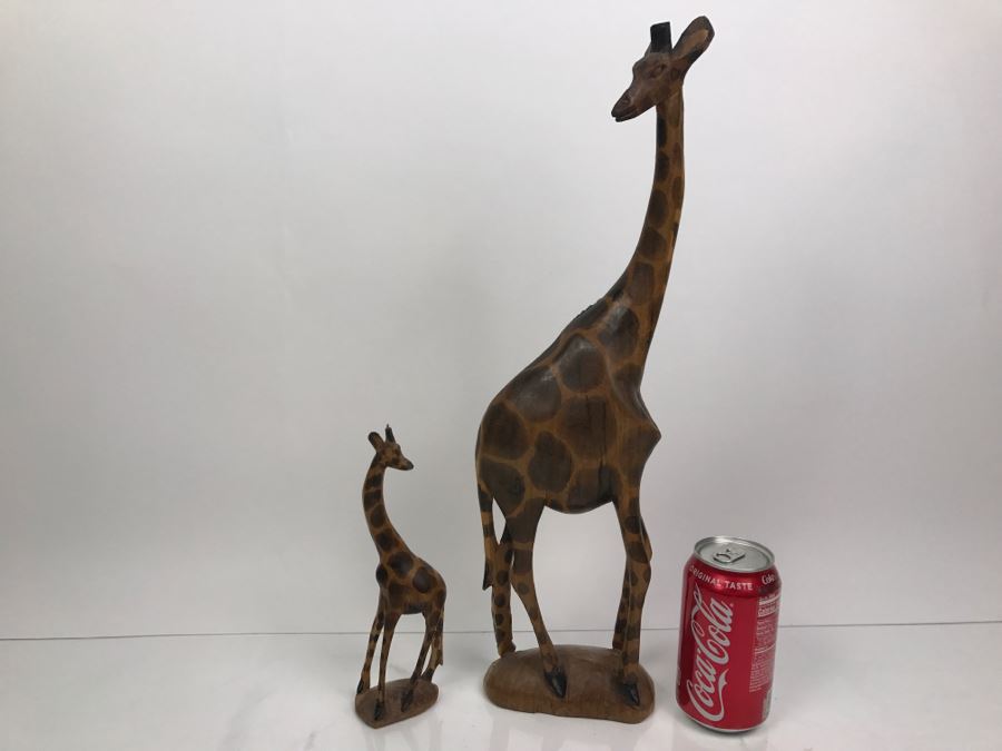 Pair Of African Carved Wooden Giraffes [Photo 2]