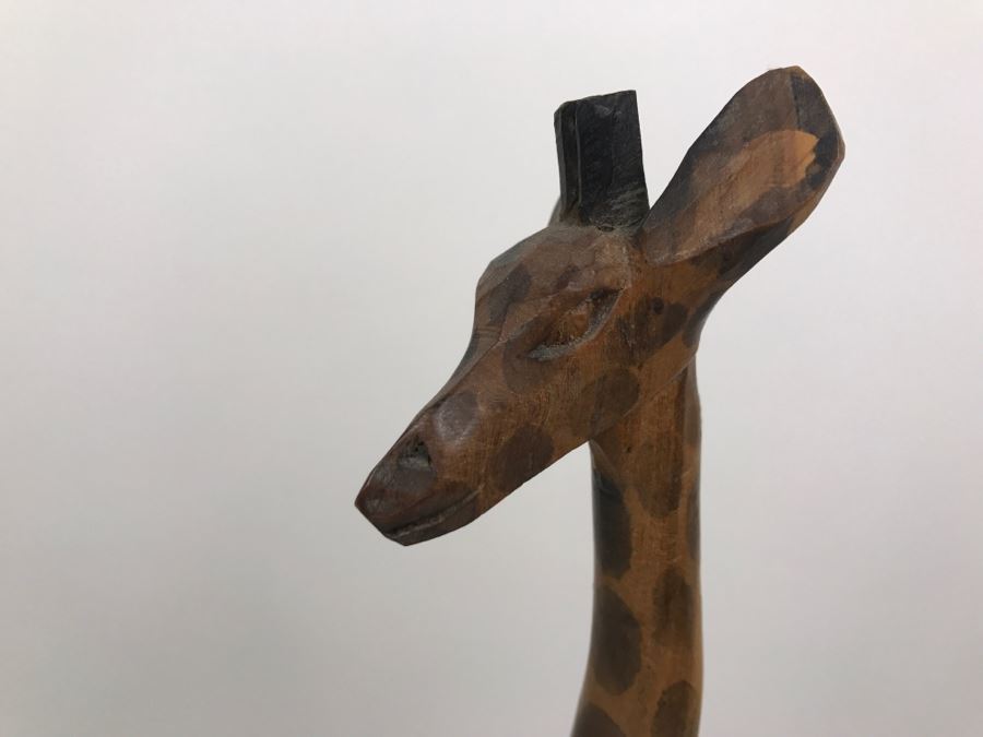 Pair Of African Carved Wooden Giraffes [Photo 3]
