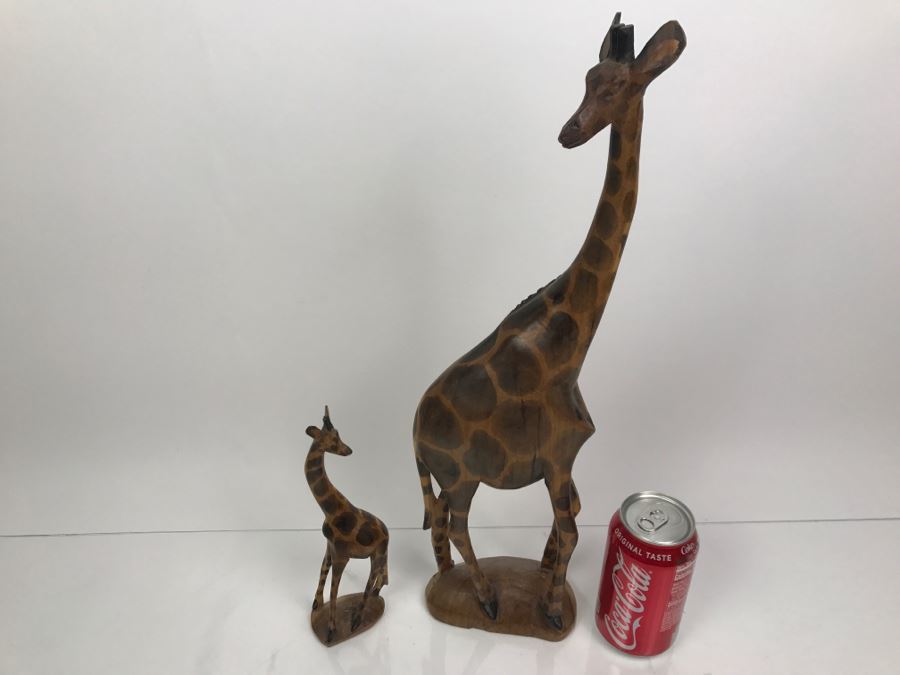 Pair Of African Carved Wooden Giraffes [Photo 4]