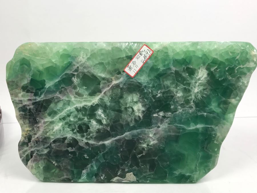 Large Chinese Carved Fluorite Elephant With Calf On Custom Carved Wooden Stand [Photo 30]