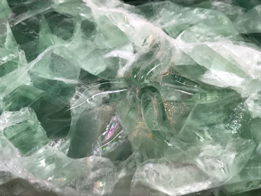 Large Chinese Carved Fluorite Elephant With Calf On Custom Carved Wooden Stand [Photo 10]