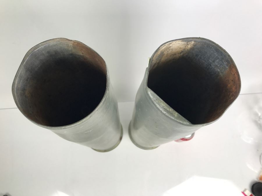 Pair Of Vintage 105MM Artillery Ammunition Shell Trench Art - Convert To Planter Or Ashtray [Photo 4]