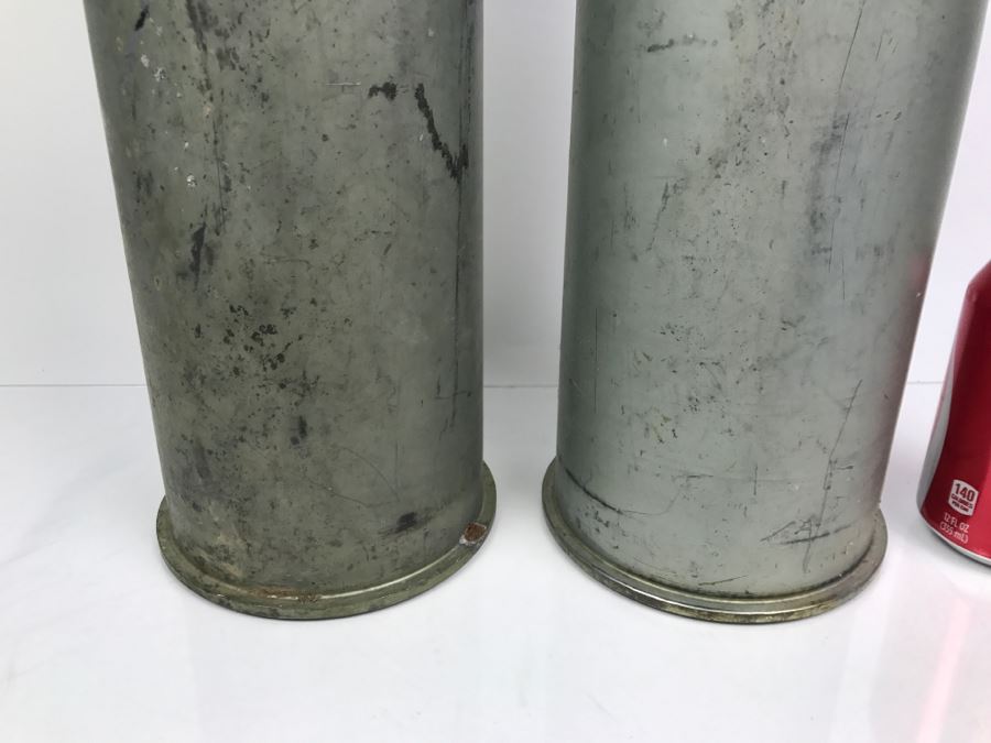 Pair Of Vintage 105MM Artillery Ammunition Shell Trench Art - Convert To Planter Or Ashtray [Photo 2]