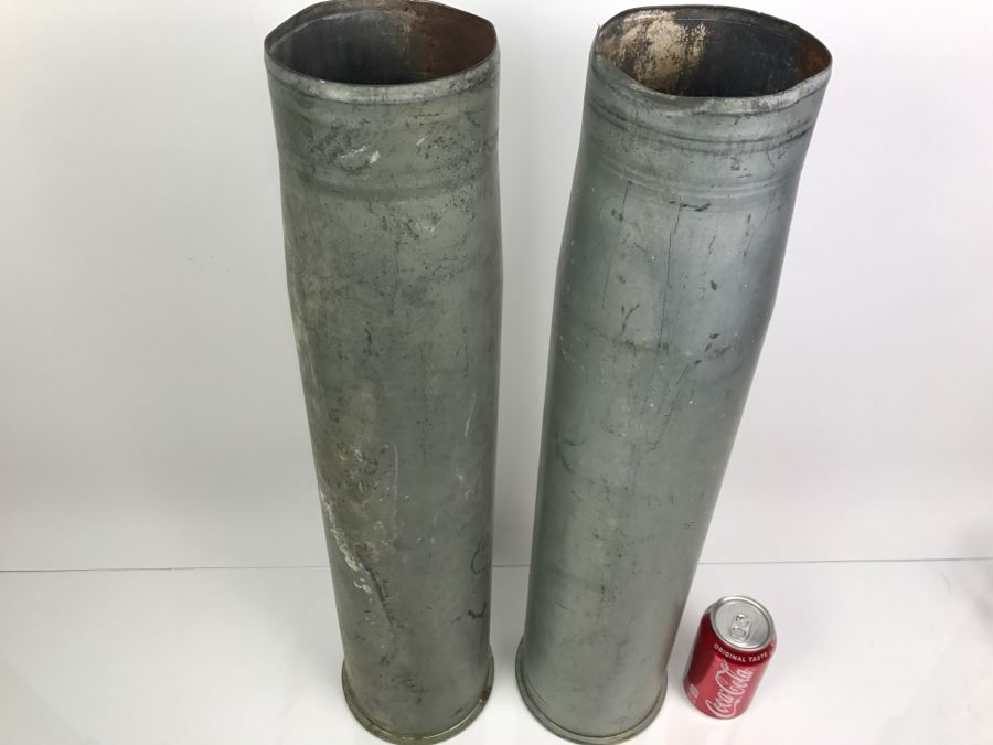 Pair Of Vintage 105MM Artillery Ammunition Shell Trench Art - Convert To Planter Or Ashtray [Photo 5]