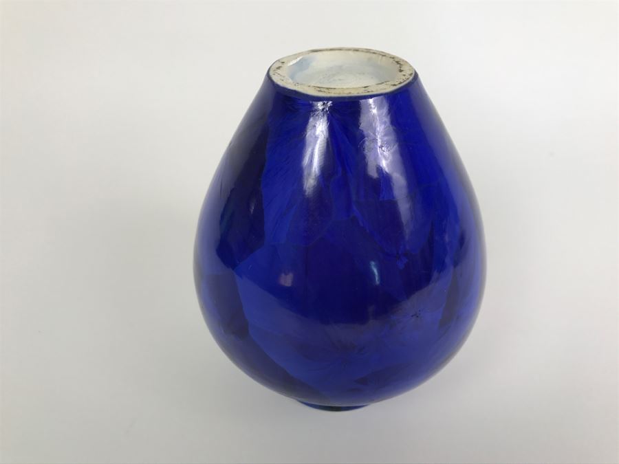 Signed Blue Vase Japanese Cloisonne Style Signature Illegible [Photo 6]