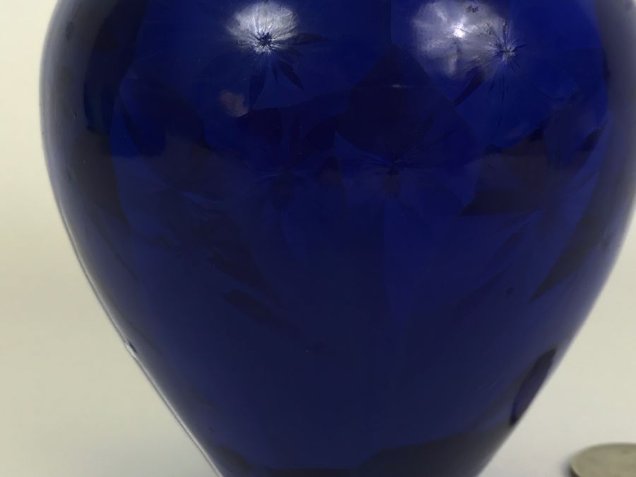 Signed Blue Vase Japanese Cloisonne Style Signature Illegible [Photo 3]