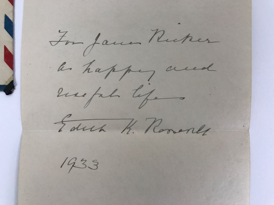 Vintage 1933 Personalized Handwritten Letter And Signature From Edith K. Roosevelt, Former First Lady of the United States Wife Of President Theodore Roosevelt [Photo 2]