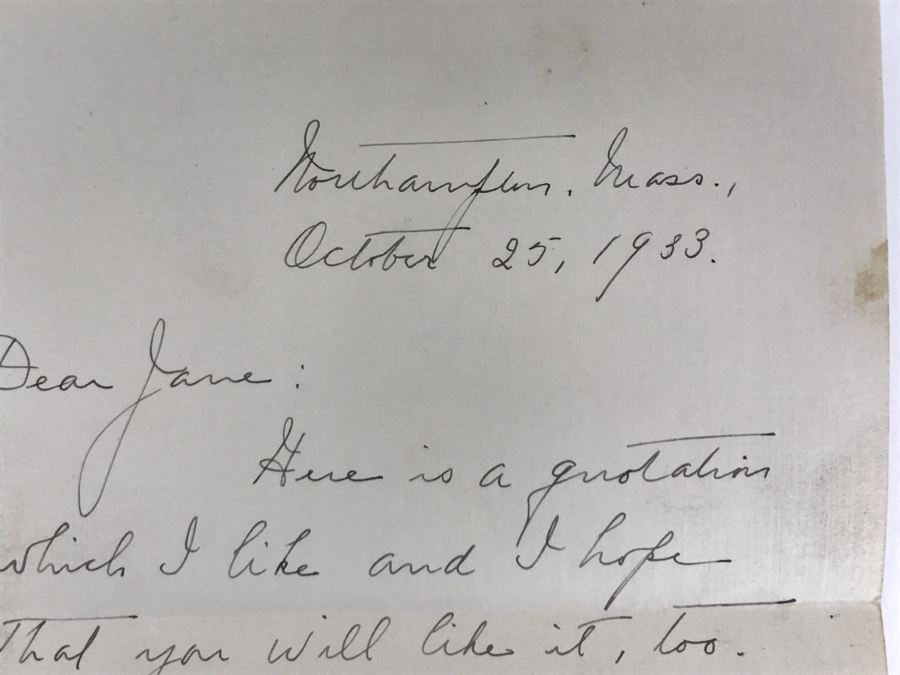 Vintage 1933 Personal Handwritten Letter Signed By Grace Coolidge, Former First Lady of the United States Wife Of Calvin Coolidge [Photo 5]