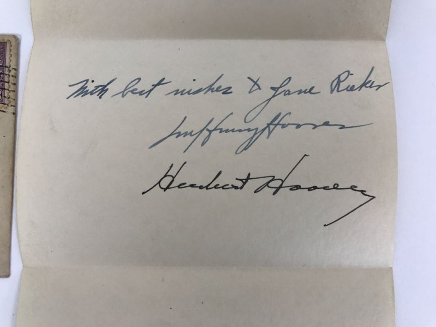 Vintage 1933 Handwritten Note And Signatures From Lou Henry Hoover (Former First Lady of the United States) AND President Herbert Hoover [Photo 3]