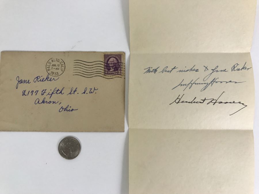 Vintage 1933 Handwritten Note And Signatures From Lou Henry Hoover ...