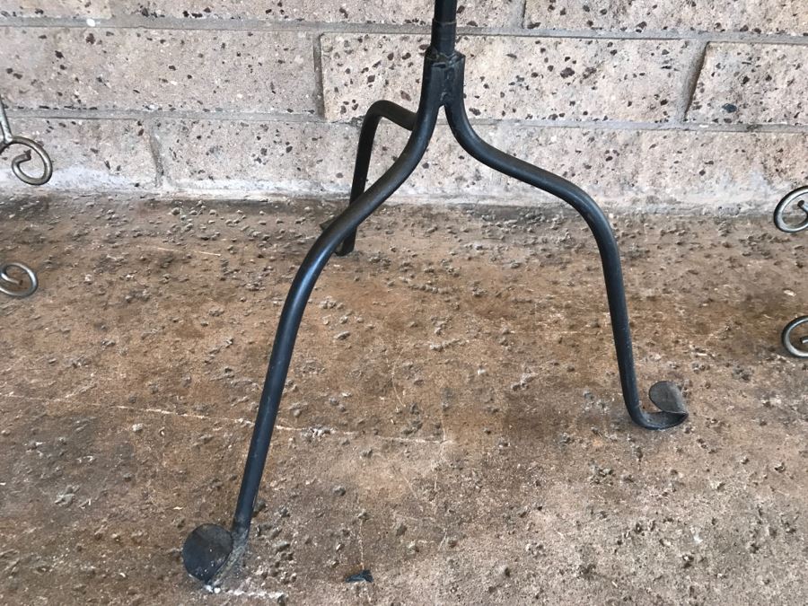 Wrought Iron Floor Stand And (2) Wall Mounted Metal Hooks [Photo 4]