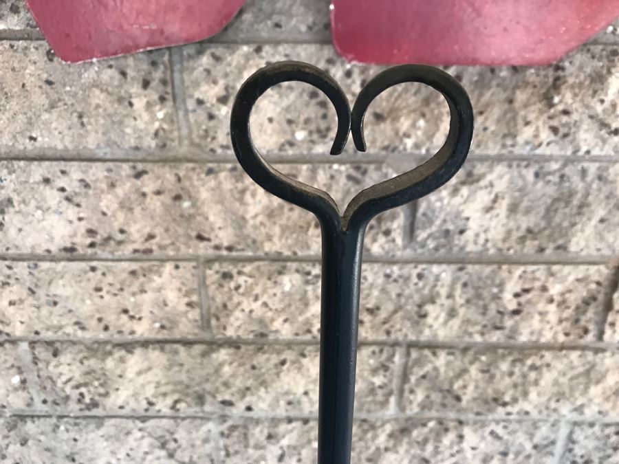 Wrought Iron Floor Stand And (2) Wall Mounted Metal Hooks [Photo 6]