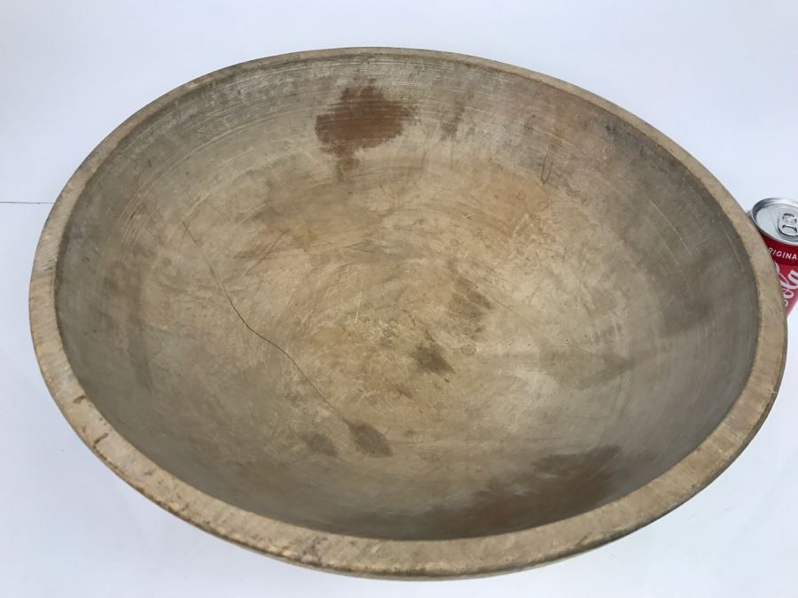 Large Primitive Wooden Bowl Dough Bowl [Photo 5]