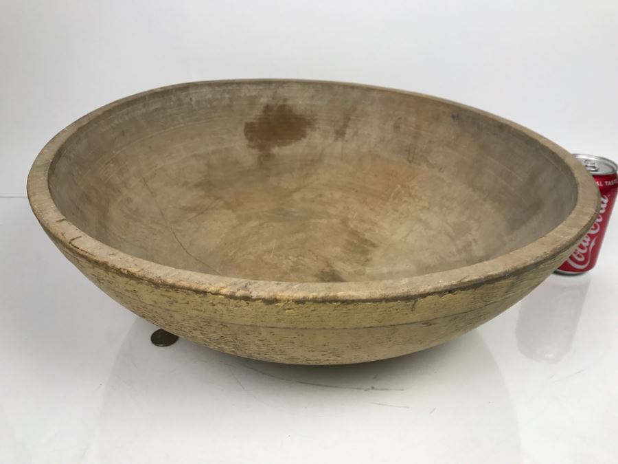 Large Primitive Wooden Bowl Dough Bowl [Photo 3]