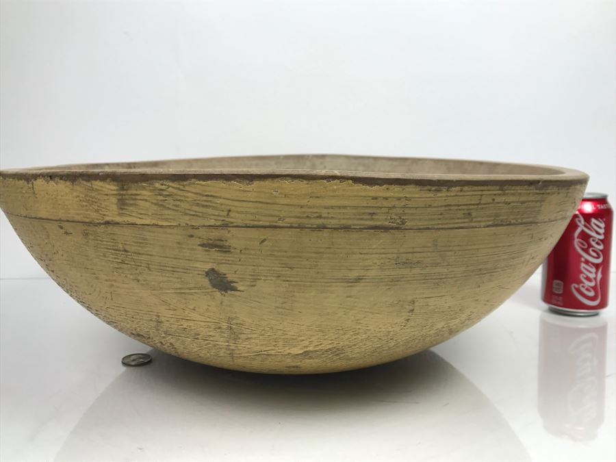 Large Primitive Wooden Bowl Dough Bowl [Photo 9]
