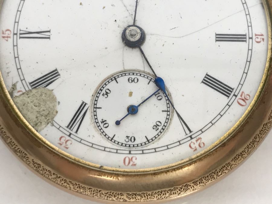 Antique Porcelain Dial Hamilton Watch Co Pocket Watch Porcelain Dial Has Chips [Photo 8]